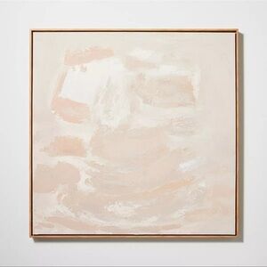 Threshold Studio McGee 30x30 Hope To Taupe Framed Embellished Canvas Light Wood